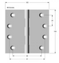 Lohala Hinge Brass 100mm x 100mm x 3.0mm Fixed Pin Available in 5 Colours : Brushed Nickel ,Bronze ,Polished & Lacquered ,Polished  Unlacquered & Satin Chrome
