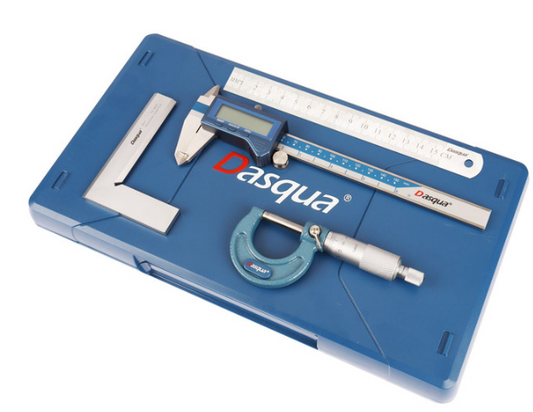 Trucut Heavy Duty Dasqua 2 Piece Measuring Set - Digital Caliper + Digital Micrometer & 4 Piece Measuring Set - Caliper/Micrometer/Square/Rule