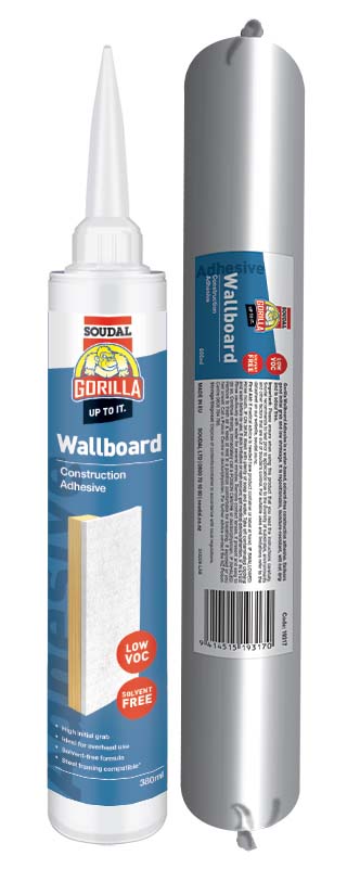 SOUDAL GORILLA WALLBOARD ADHESIVE 380ML, 600ML -  PRICED PER UNIT - MINIMUM ORDER QUANTITY 12+ UNITS