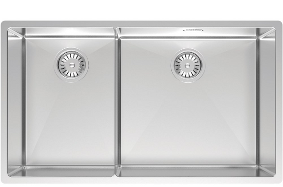 BURNS & FERALL AQUIS DOUBLE BOWL CAYMAN SERIES 450 x 420 x 210 & 300 x 420 R10 RIGHT HAND & LEFT HAND STAINLESS STEEL