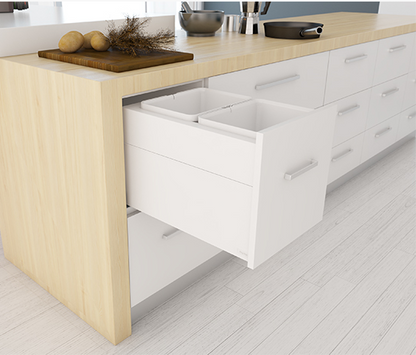 Tanova NZ Designer 2 Pull Out Soft Close Kitchen Bin - 300mm ,350mm ,400mm & 450mm Cabinet - 1 x 20Litre ,2 x 10Litre ,2 x 12Litre & 2 x 15Litre - White and Grey Charcoal