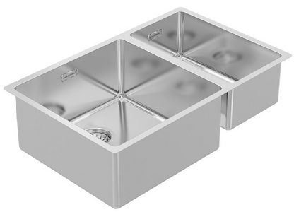 BURNS & FERALL AQUIS  R15 STAINLESS DOUBLE SINK LARGE BOWL LEFT / RIGHT WITH SLOT O/F