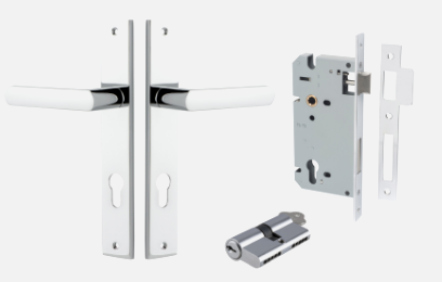 Iver Osaka Door Lever 11860 Rectangular Backplate Polished Chrome - Passage ,Privacy & Entrance