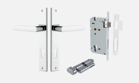 Iver Osaka Door Lever 11860 Rectangular Backplate Polished Chrome - Passage ,Privacy & Entrance