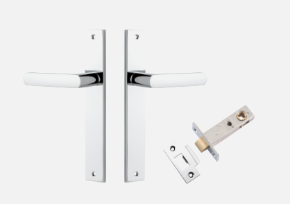 Iver Osaka Door Lever 11860 Rectangular Backplate Polished Chrome - Passage ,Privacy & Entrance
