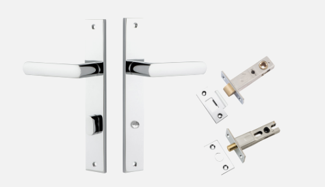 Iver Osaka Door Lever 11860 Rectangular Backplate Polished Chrome - Passage ,Privacy & Entrance