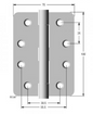 Lohala Hinge Stainless Steel 304 ,100mm x 100mm x 2.5mm ,100mm x 75mm x 2.5mm & 89mm x 60mm x 2.0mm Loose Pin 1/4" Radius Button Tipped