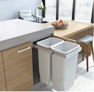 Hideaway Waste Bin,Compact Range, 2 x 35Litres Width 368 x Height 615 x Depth 518mm - Bucket Handle Pull & Door Pull, - Arctic White & Cinder, Available in 8 sizes : 1 x 15ltr,1x20ltr ,1 x 40ltr ,1 x 50ltr ,2 x 15ltr ,2 x 20ltr ,2 x 35ltr ,2 x 40ltr )