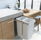 Hideaway Waste Bin,Compact Range, 2 x 35Litres Width 368 x Height 615 x Depth 518mm - Bucket Handle Pull & Door Pull, - Arctic White & Cinder, Available in 8 sizes : 1 x 15ltr,1x20ltr ,1 x 40ltr ,1 x 50ltr ,2 x 15ltr ,2 x 20ltr ,2 x 35ltr ,2 x 40ltr )
