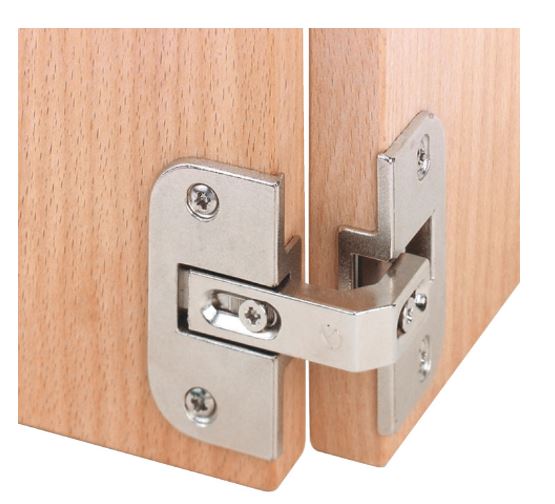Hinge, for folding door for corner cabinets, 4–18 mm gap Opening angle 150°, For screw fixing