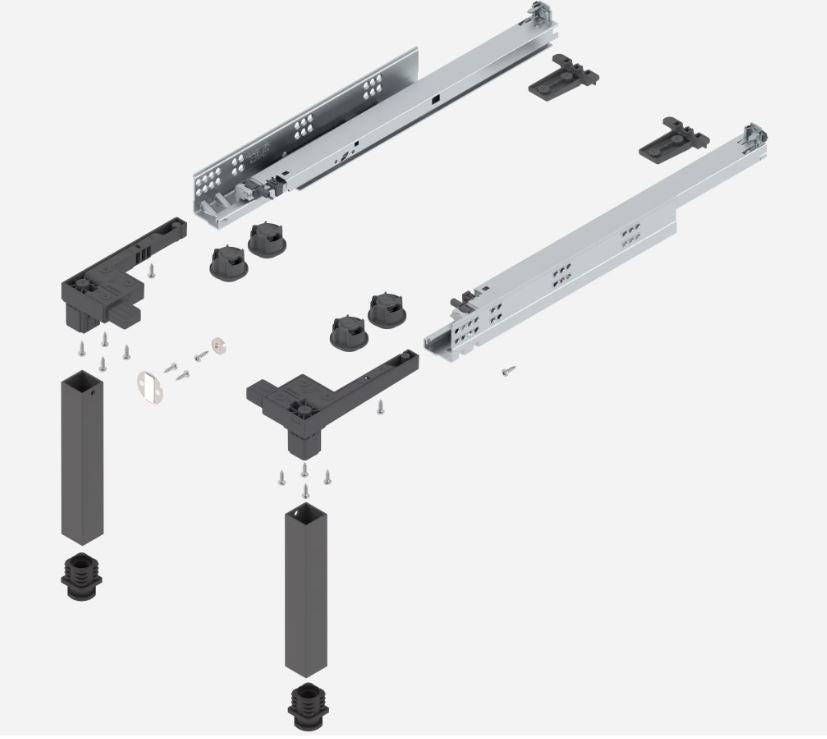Blum SPACE STEP set, Nylon/steel, NL=460 mm, Orion grey matt