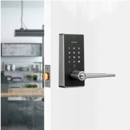 YALE LIBI KEYED DIGITAL LEVER MATT BLACK & SATIN NICKEL