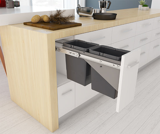 Tanova Simplex Soft Close Pull Out Kitchen Bin 200mm Cabinet - 2x6L Bins - 285mmH x 511mmD-Charcoal