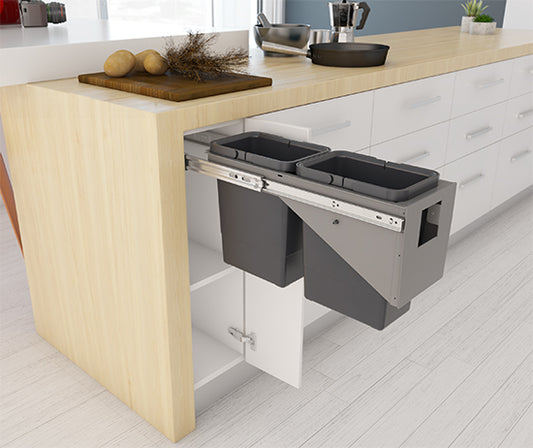 Tanova Simplex Soft Close Pull Out Kitchen Bin 200mm Cabinet - 2x6L Bins - 285mmH x 511mmD-Charcoal