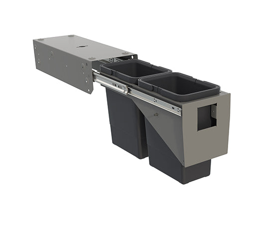 Tanova Simplex Soft Close Pull Out Kitchen Bin 200mm Cabinet - 2x6L Bins - 285mmH x 511mmD-Charcoal