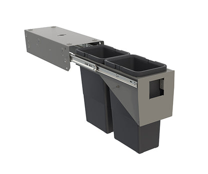 Tanova Simplex Soft Close Pull Out Kitchen Bin 200mm Cabinet - 2x8L Bins - 350mmH x 511mmD-Charcoal