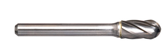 Trucut Heavy Duty Alpha 1/4" Cylindrical Ball Nose Carbide Burr Aluminium Cut - 1/4" Shank & 1/4" Shank Long Series