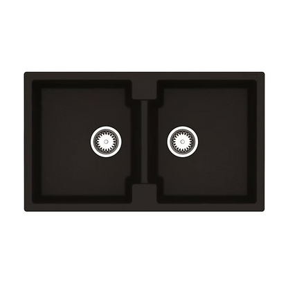 Ikon Reginox Amsterdam 20  355 x 440 + 355 x 440 Reginox Granite Double Bowl Black Silvery