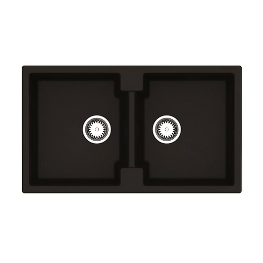 Ikon Reginox Amsterdam 20  355 x 440 + 355 x 440 Reginox Granite Double Bowl Black Silvery