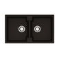 Ikon Reginox Amsterdam 20  355 x 440 + 355 x 440 Reginox Granite Double Bowl Black Silvery