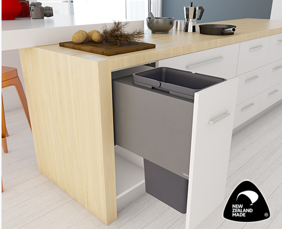 Tanova NZ Designer 2 Pull Out Soft Close Kitchen Bin - 350mm Cabinet - 1 x 36Litre & 1 x 20Litre - White and Grey Charcoal