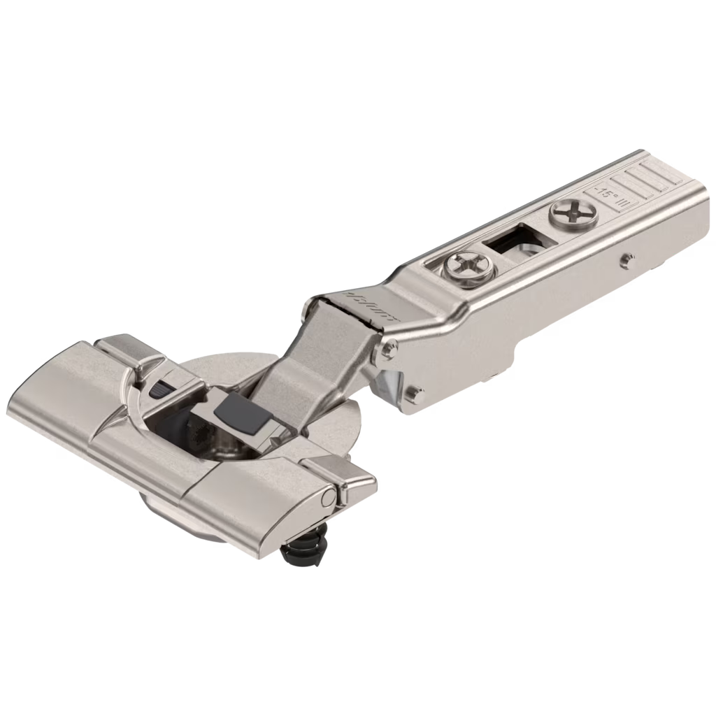 BLUM CLIP TOP BLUMOTION HINGE (SOFT CLOSE)-15° Angled 110° Opening Max Overlay INSERTA hinge 79B3493
