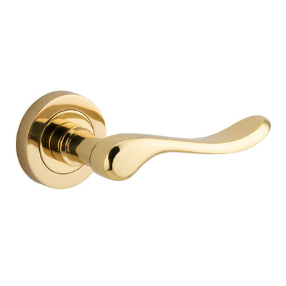 Iver Stirling Door Lever Round Rose Concealed Fix Pair, Passage Kit, Privacy Kit , Entrance Kit with High Security Lock - Polished Brass