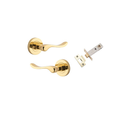 Iver Stirling Door Lever Round Rose Concealed Fix Pair, Passage Kit, Privacy Kit , Entrance Kit with High Security Lock - Polished Brass