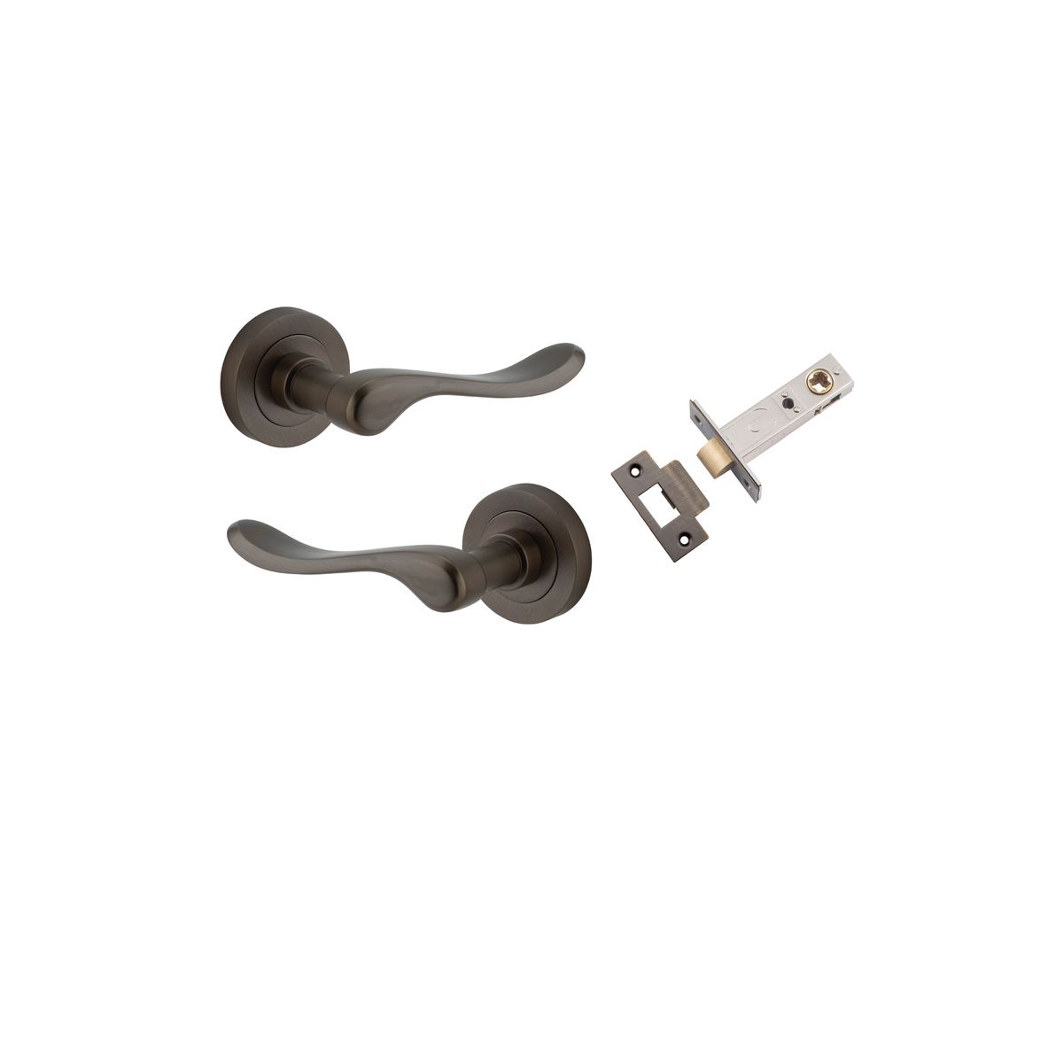 Iver Stirling Door Lever Round Rose Concealed Fix Pair, Passage Kit, Privacy Kit , Entrance Kit with High Security Lock - Signature Brass