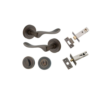 Iver Stirling Door Lever Round Rose Concealed Fix Pair, Passage Kit, Privacy Kit , Entrance Kit with High Security Lock - Signature Brass