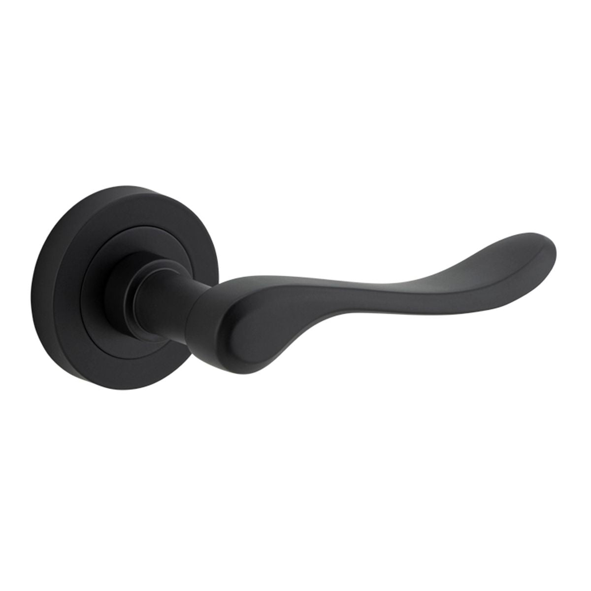 Iver Stirling Door Lever Round Rose Concealed Fix Pair, Passage Kit, Privacy Kit , Entrance Kit with High Security Lock - Matt Black