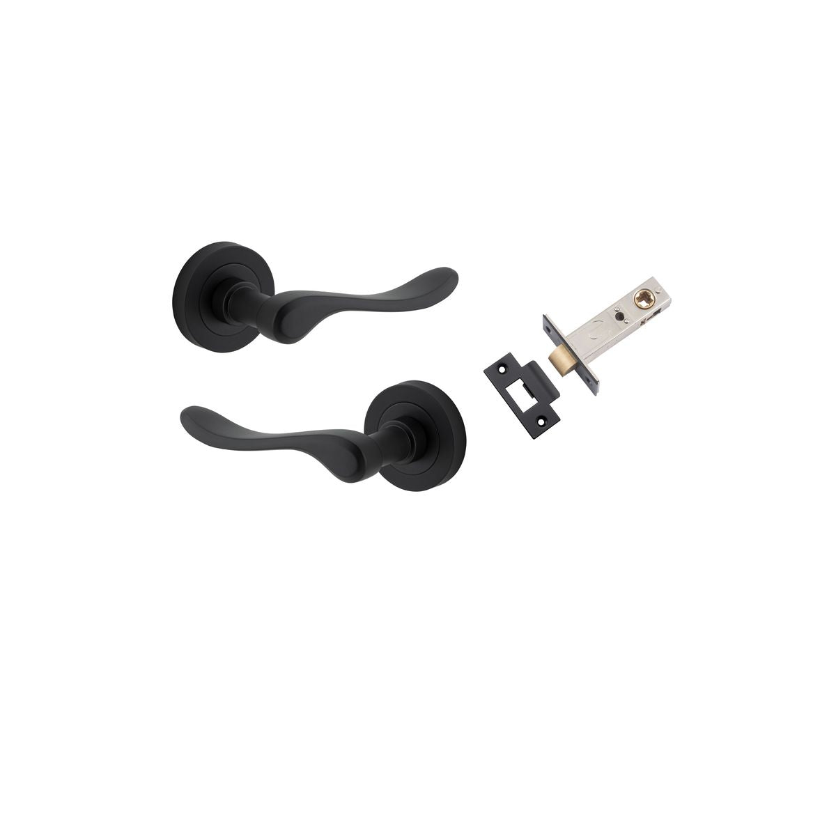 Iver Stirling Door Lever Round Rose Concealed Fix Pair, Passage Kit, Privacy Kit , Entrance Kit with High Security Lock - Matt Black