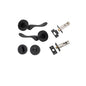 Iver Stirling Door Lever Round Rose Concealed Fix Pair, Passage Kit, Privacy Kit , Entrance Kit with High Security Lock - Matt Black