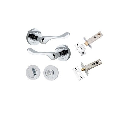 Iver Stirling Door Lever Round Rose Concealed Fix Pair, Passage Kit, Privacy Kit , Entrance Kit with High Security Lock - Polished Chrome