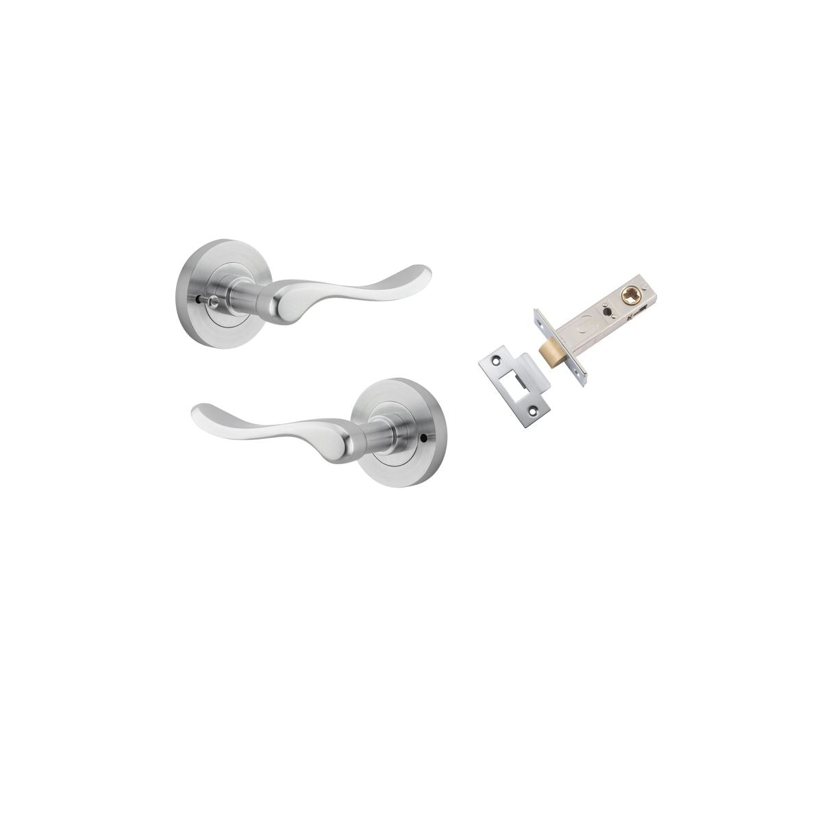 Iver Stirling Door Lever Round Rose Concealed Fix Pair, Passage Kit, Privacy Kit , Entrance Kit with High Security Lock - Brushed Chrome