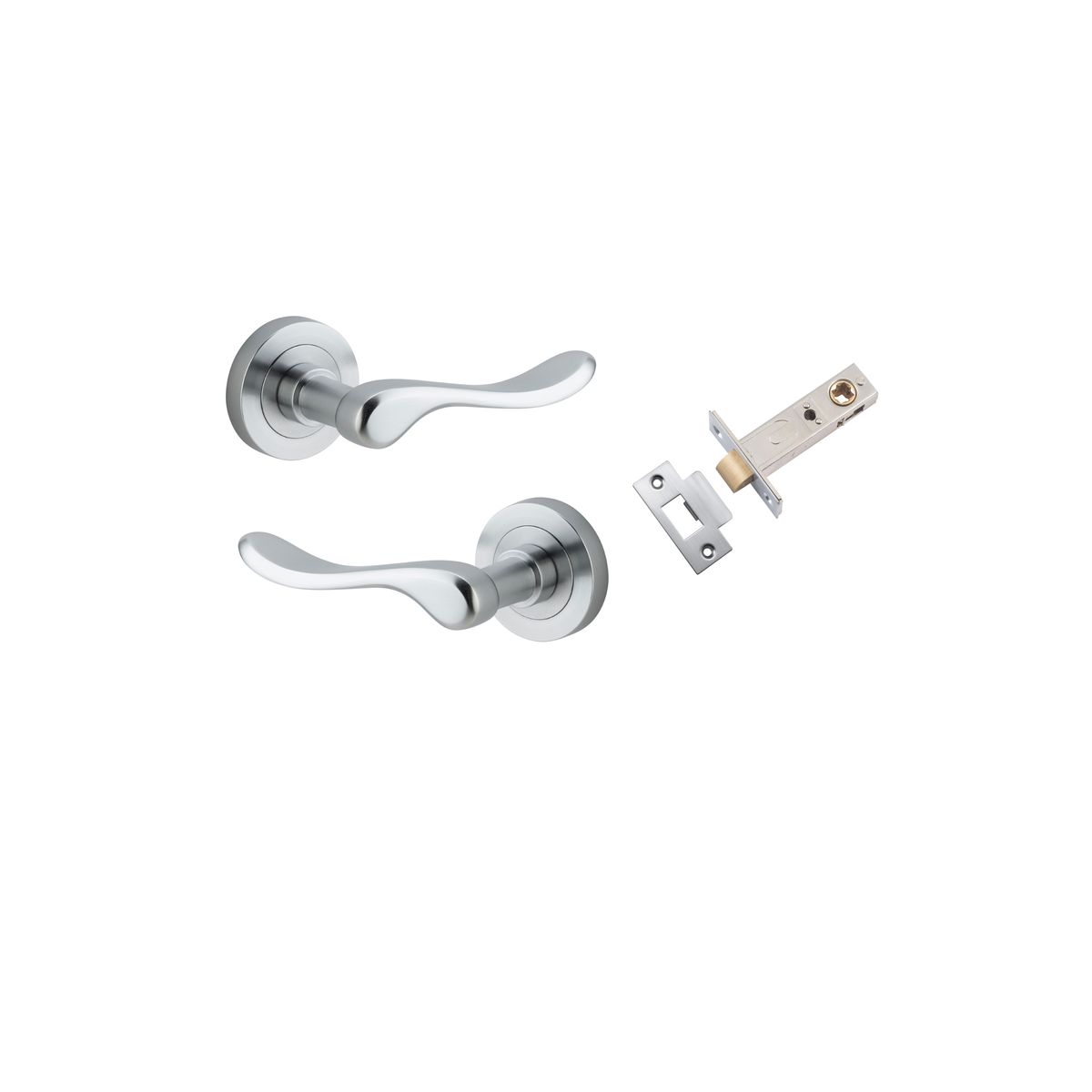 Iver Stirling Door Lever Round Rose Concealed Fix Pair, Passage Kit, Privacy Kit , Entrance Kit with High Security Lock - Brushed Chrome