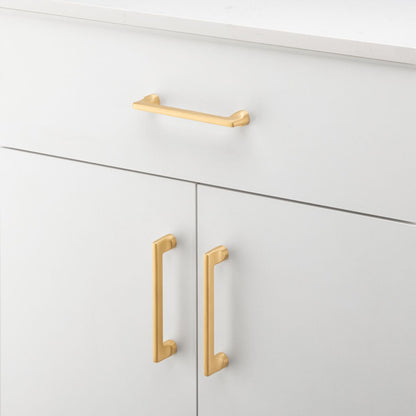 Iver Baltimore Cabinet Pull Centre to Centre 128mm ,160mm,256mm,320mm,450mm Brushed Brass- With Backplate & No Backplate
