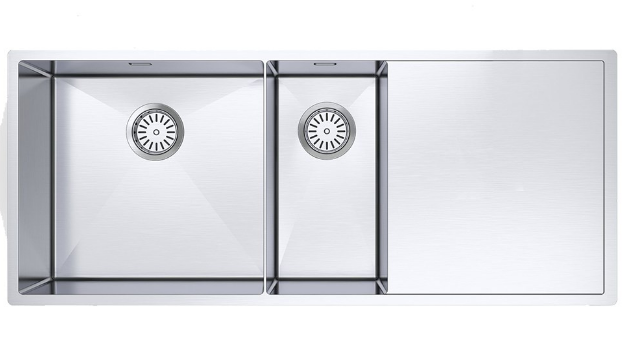 BURNS & FERALL  DBL BOWL HAND MADE, 470 x 420 x 210 & 255 x 420 x 180 LEFT HAND / RIGHT HAND STAINLESS STEEL