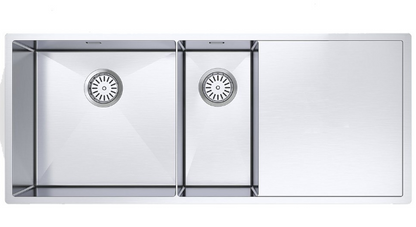 BURNS & FERALL  DBL BOWL HAND MADE, 470 x 420 x 210 & 255 x 420 x 180 LEFT HAND / RIGHT HAND STAINLESS STEEL