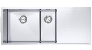 BURNS & FERALL  DBL BOWL HAND MADE, 470 x 420 x 210 & 255 x 420 x 180 LEFT HAND / RIGHT HAND STAINLESS STEEL