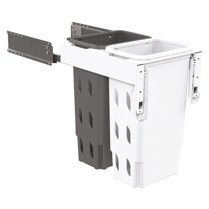 Hideaway NZ made Laundry Bin System,  Concelo range, 2 x 20L bucket, Door pull 2 color options