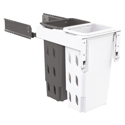 Hideaway NZ made Laundry Bin System,  Concelo range, 2 x 20L bucket, Door pull 2 color options