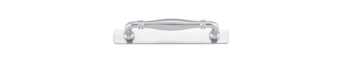 Iver Sarlat Cabinet Pull Centre to Centre 128mm,160mm, 256mm,320mm,450mm Brushed Chrome- With Backplate & No Backplate