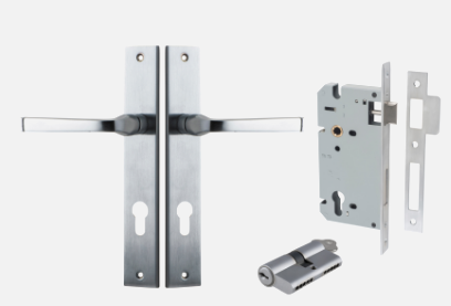 Iver Annecy Door Lever 12208 Rectangular Backplate Brushed Chrome - Passage ,Privacy & Entrance