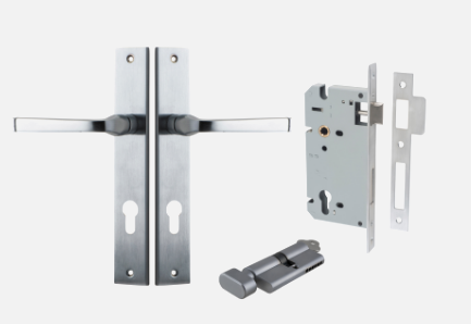 Iver Annecy Door Lever 12208 Rectangular Backplate Brushed Chrome - Passage ,Privacy & Entrance