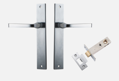 Iver Annecy Door Lever 12208 Rectangular Backplate Brushed Chrome - Passage ,Privacy & Entrance