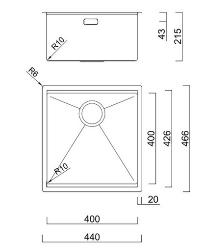 BURNS & FERALL PREP-CENTRE SINGLE BOWL 400 x 400 x 215MM  & 500 x 400 x 215MM INCL ROLLERMAT & FIBRE-ROCK