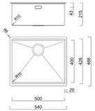 BURNS & FERALL PREP-CENTRE SINGLE BOWL 400 x 400 x 215MM  & 500 x 400 x 215MM INCL ROLLERMAT & FIBRE-ROCK