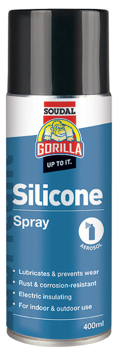 SOUDAL GORILLA SILICONE SPRAY 400ML -  PRICED PER UNIT - MINIMUM ORDER QUANTITY 12 UNITS