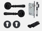 Iver Verona Door Lever 0313 Round Rose Matt Black - Passage ,Privacy & Entrance